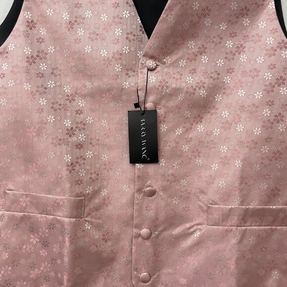 Barry Wang Men’s Victorian floral Vest – Pink & Black – Size S – NWT - Picture 2 of 12